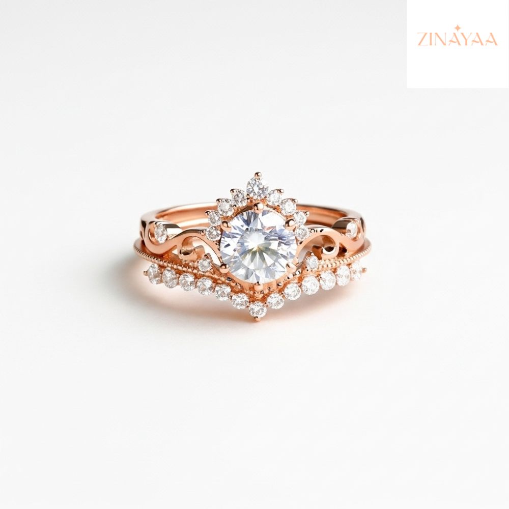 92.5 Sterling Silver Rose Royale Halo Women’s Adjustable Ring
