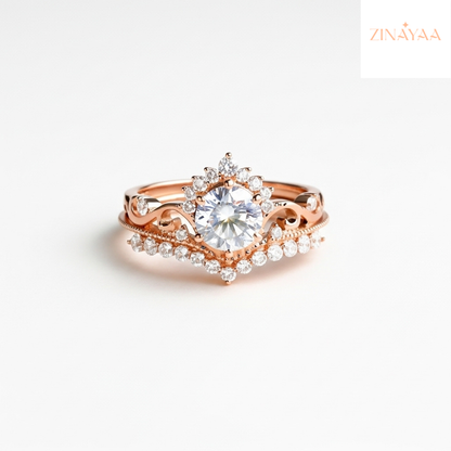 92.5 Sterling Silver Rose Royale Halo Women’s Adjustable Ring