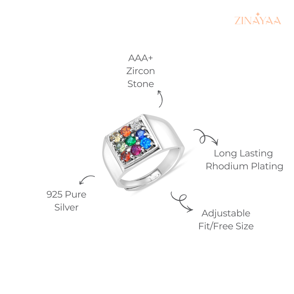 925 Sterling Silver Radiant Spectrum Adjustable Ring