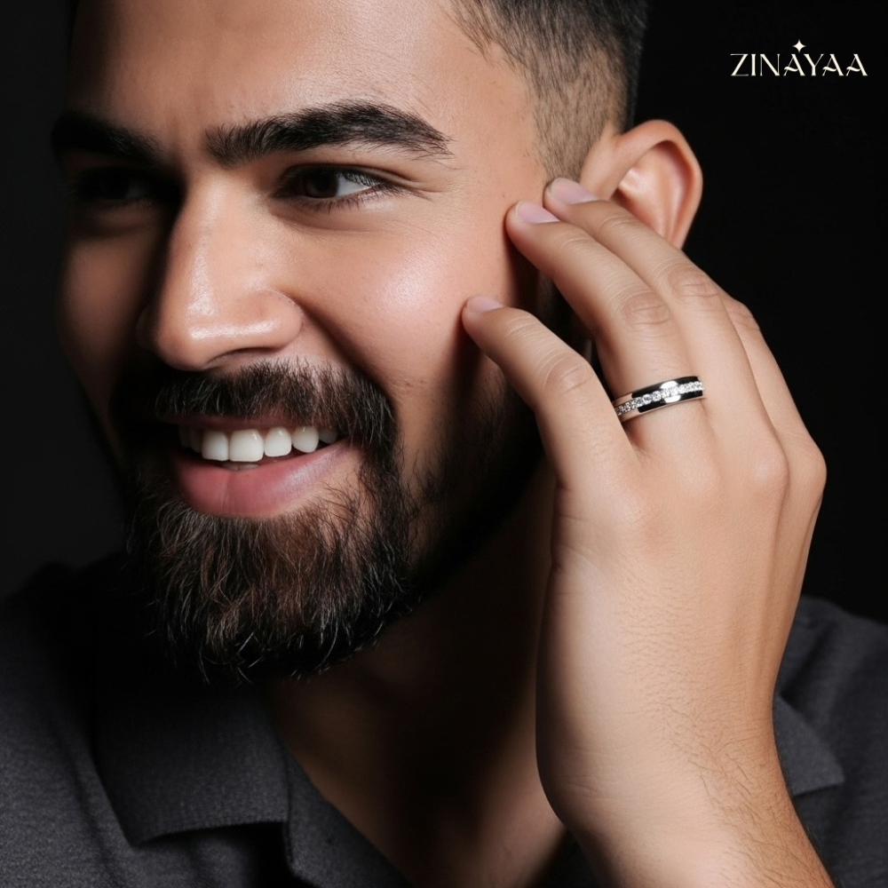 92.5 Sterling Silver Eternal Spark Men’s Adjustable  Band