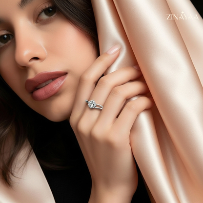 92.5 Sterling Silver Twisted Brilliance Solitaire Women’s Ring