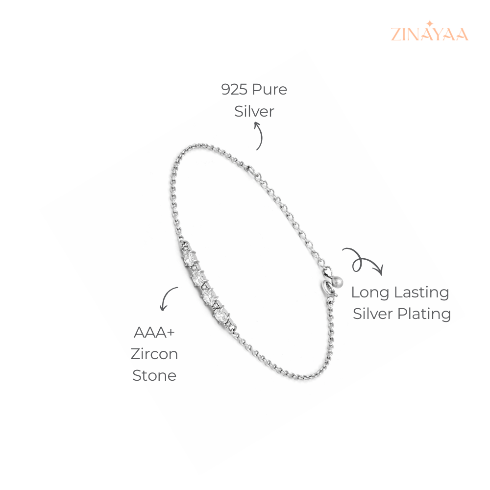 925 Sterling Silver Adjustable Diamond-Style Bracelet