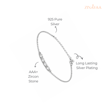 925 Sterling Silver Adjustable Diamond-Style Bracelet