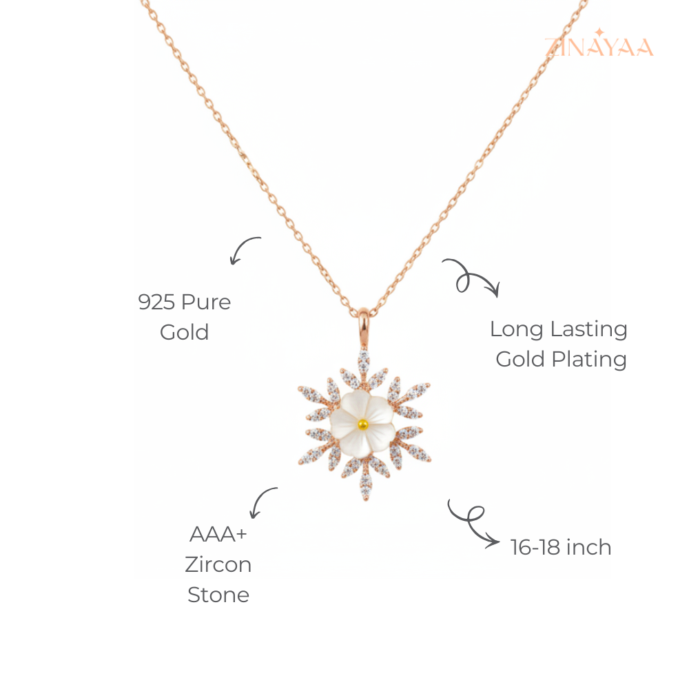 925 Sterling Silver Radiant Floral Adjustable Pendant Necklace