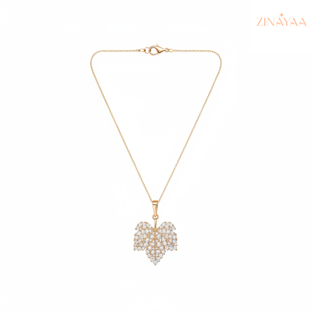 92.5 Sterling Silver Golden Leaf Grace Women’s Necklace