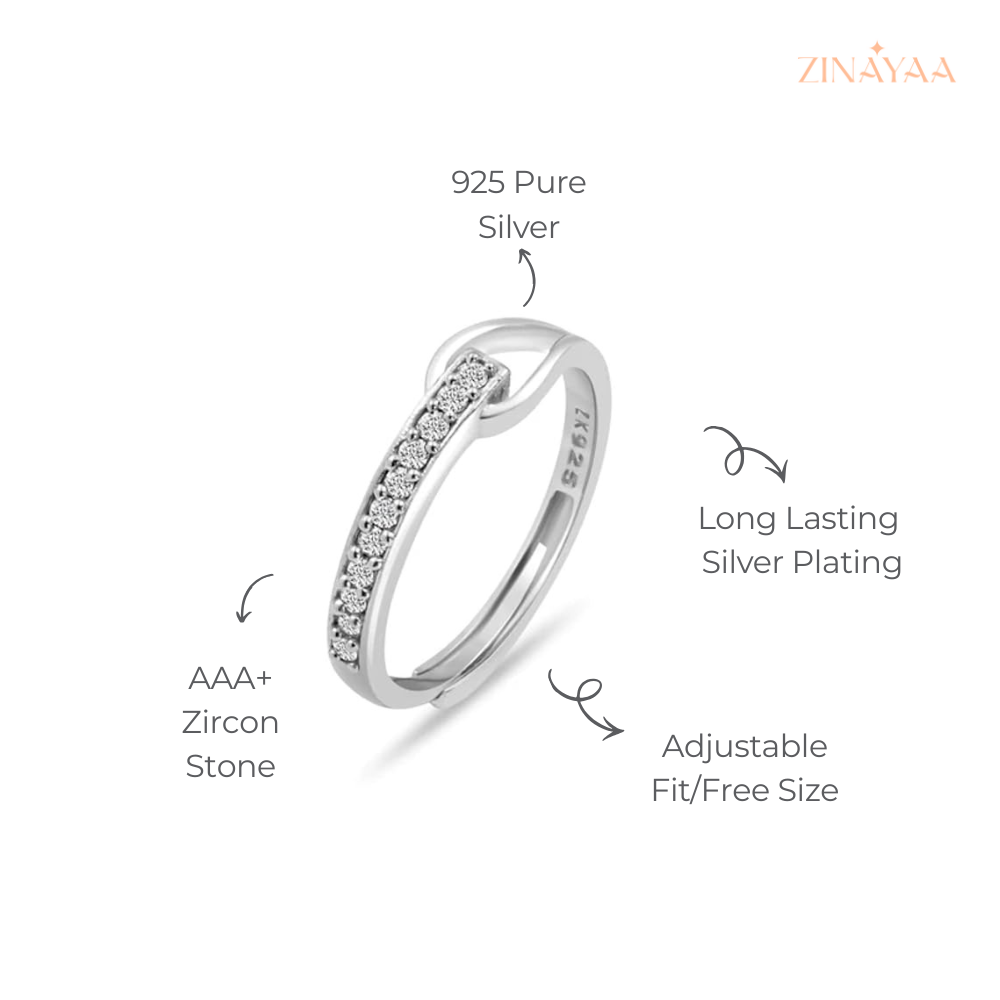 925 Sterling Silver Grace Curve Adjustable Ring