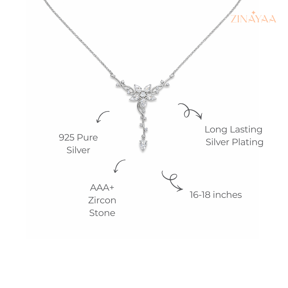925 Sterling Silver Enchanted Bloom Drop Necklace