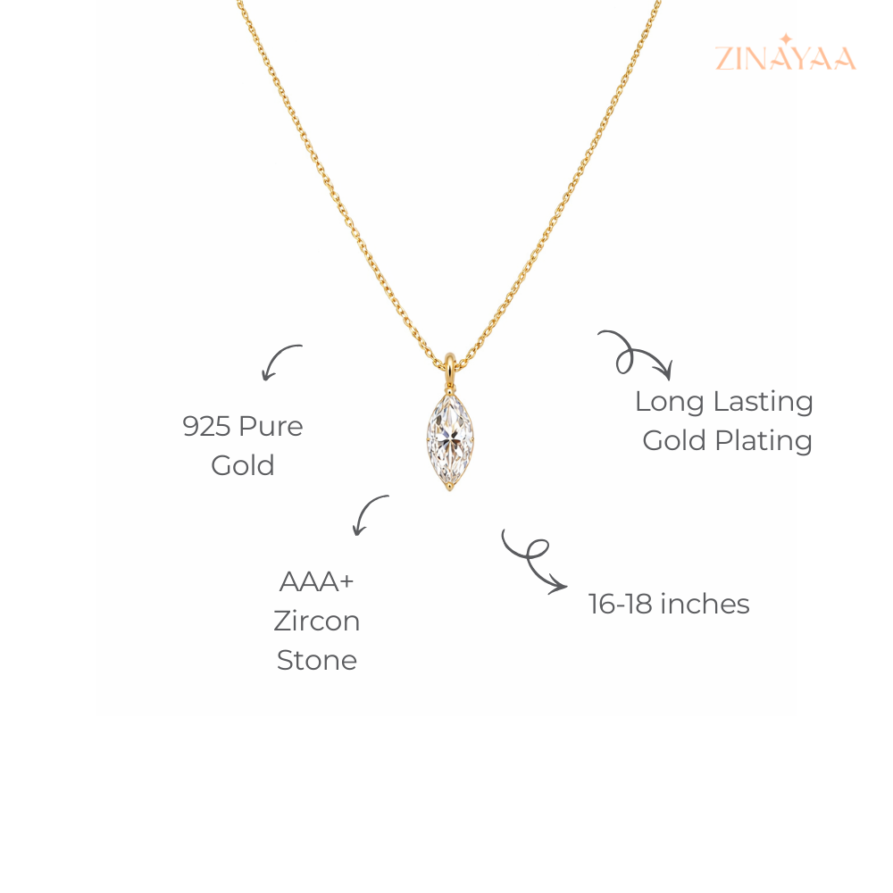 925 Sterling Silver Marquise Solitaire Necklace