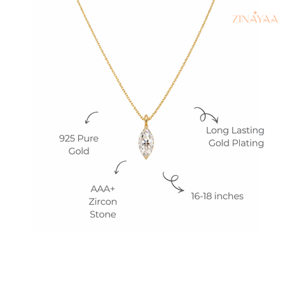 925 Sterling Silver Marquise Solitaire Necklace