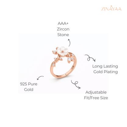925 Sterling Silver in Rose Gold Blossom Adjustable Ring