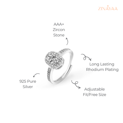 925 Sterling Silver Halo Spark Adjustable Ring