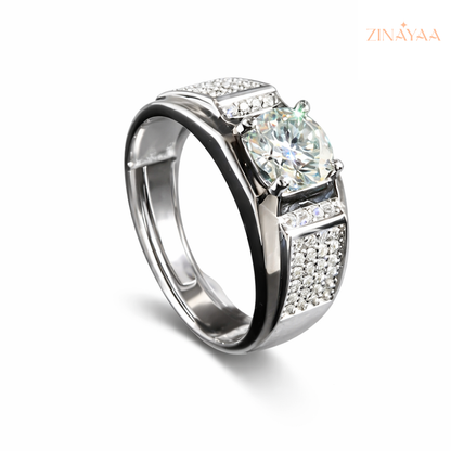 92.5 Sterling silver Mens Regal Radiance Adjustable Ring