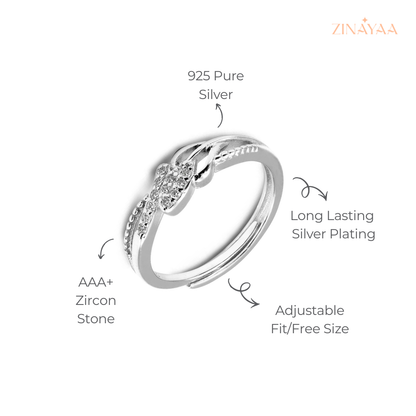 925 Sterling Silver Twisted Spark Adjustable Ring