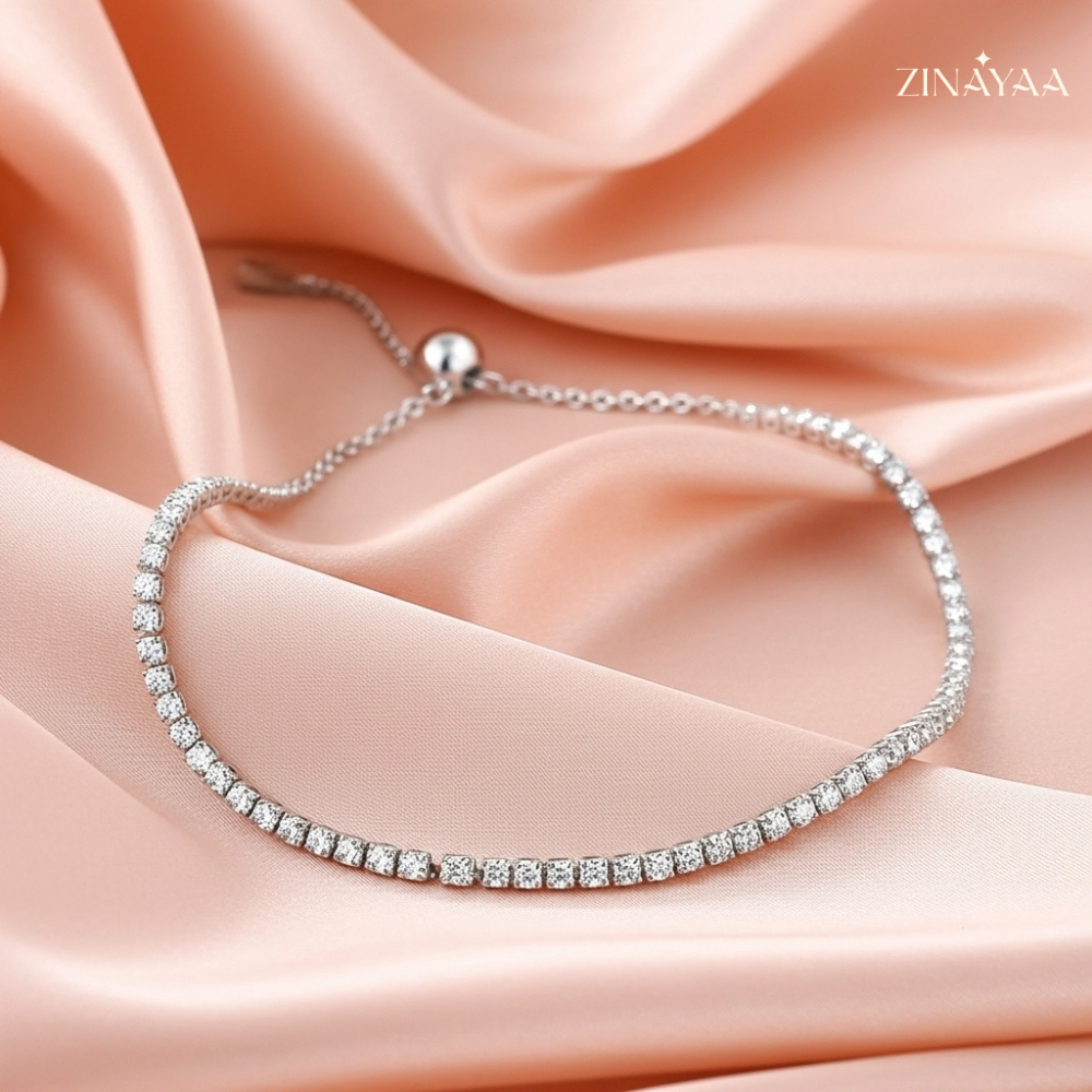 92.5 Sterling Silver Adjustable Tennis Bracelet