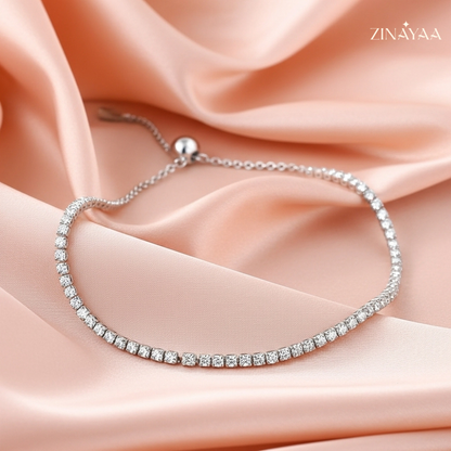 92.5 Sterling Silver Adjustable Tennis Bracelet