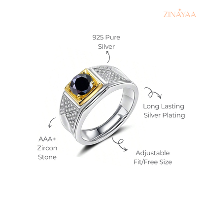 925 Sterling Silver Imperial Onyx Adjustable Ring for men