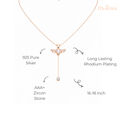 925 Sterling Silver Angel Heart Drop Necklace