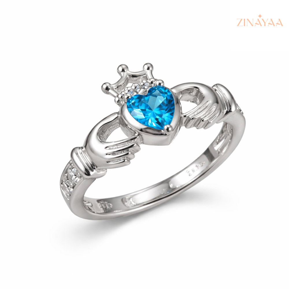 92.5 Sterling Silver Royal Embrace Heart Women’s Adjustable Ring