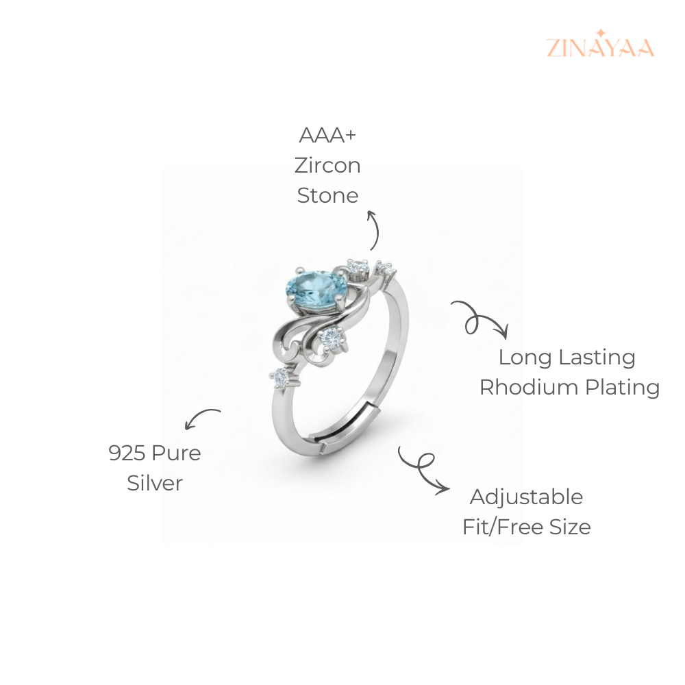 925 Sterling Silver Blue Elegance Adjustable Ring