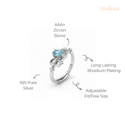 925 Sterling Silver Blue Elegance Adjustable Ring