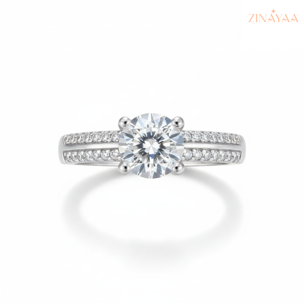 92.5 Sterling Silver Adjustable Solitaire Ring