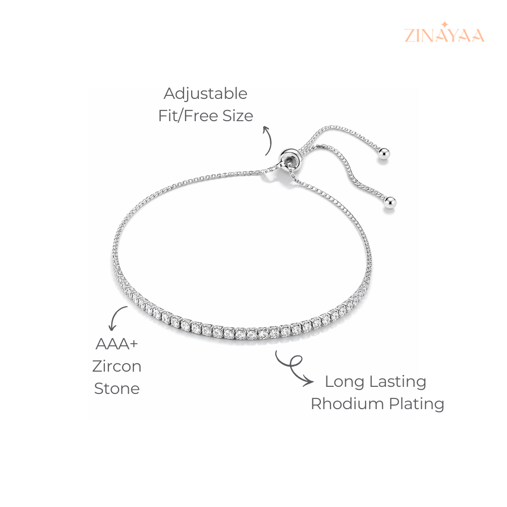 925 Sterling Silver Adjustable Tennis Bracelet