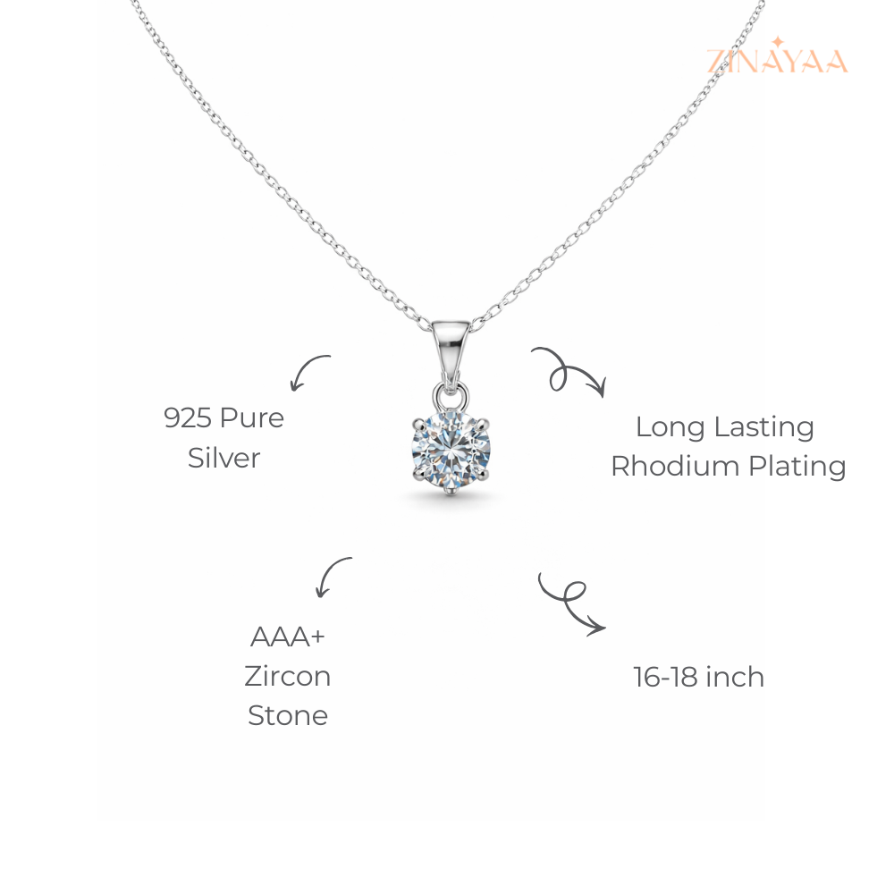 925 Sterling Silver Celeste Solitaire Pendant Necklace
