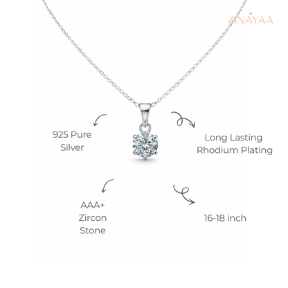 925 Sterling Silver Celeste Solitaire Pendant Necklace