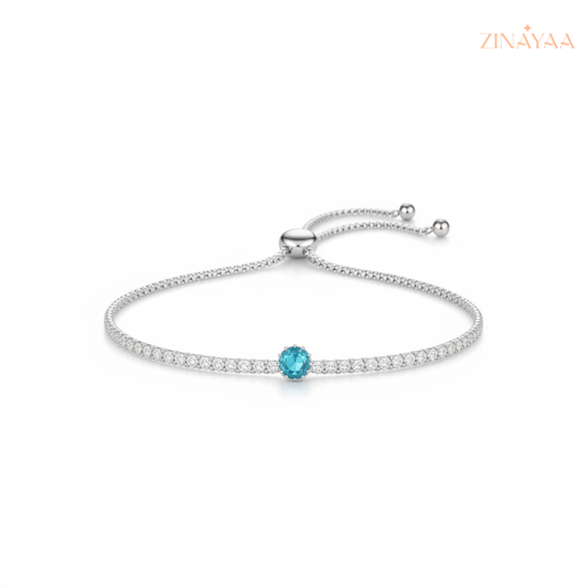 92.5 Sterling Silver Azure Glow Adjustable Women’s Adjustable Bracelet