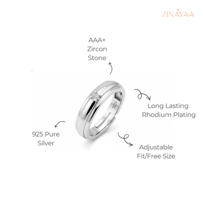 925 Sterling Silver Classic Solitaire Adjustable Ring