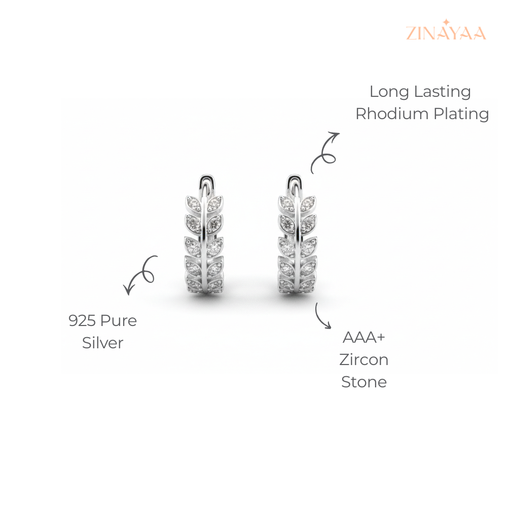 925 Sterling Silver Leaf Grace Drop Earrings