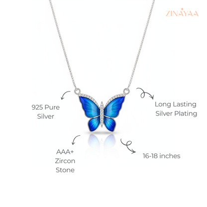 925 Sterling Silver Blue Butterfly Adjustable Necklace