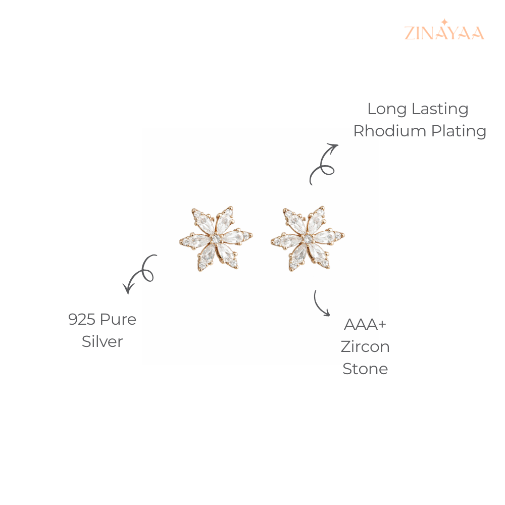 925 Sterling Silver Crystal Bloom Stud Earrings