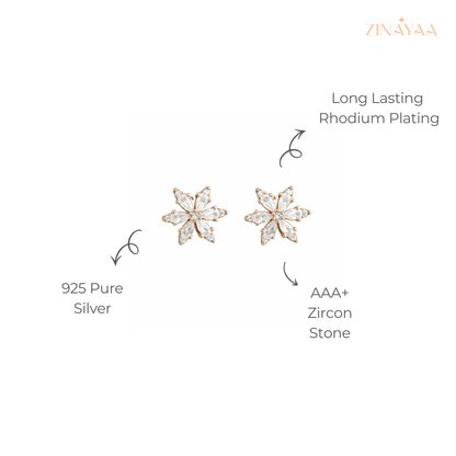 925 Sterling Silver Crystal Bloom Stud Earrings