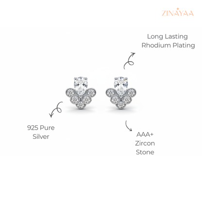 925 Sterling Silver Floral Sparkle Stud Earrings