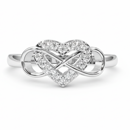 925 Sterling Silver Adjustable Infinity Heart  Ring for Women