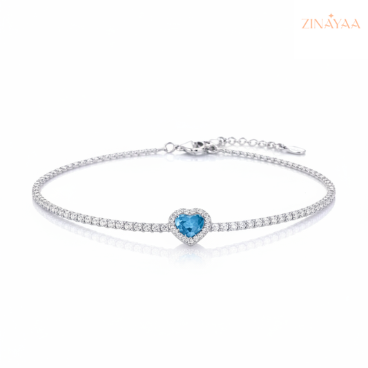 92.5  Sterling Silver Azure Heart Elegance Women’s Adjustable Bracelet