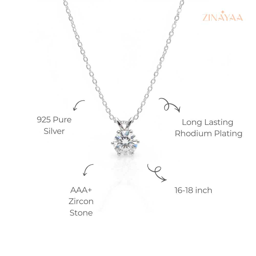 925 Sterling Silver Solitaire Spark Adjustable Pendant Necklace