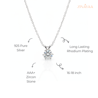 925 Sterling Silver Solitaire Spark Adjustable Pendant Necklace