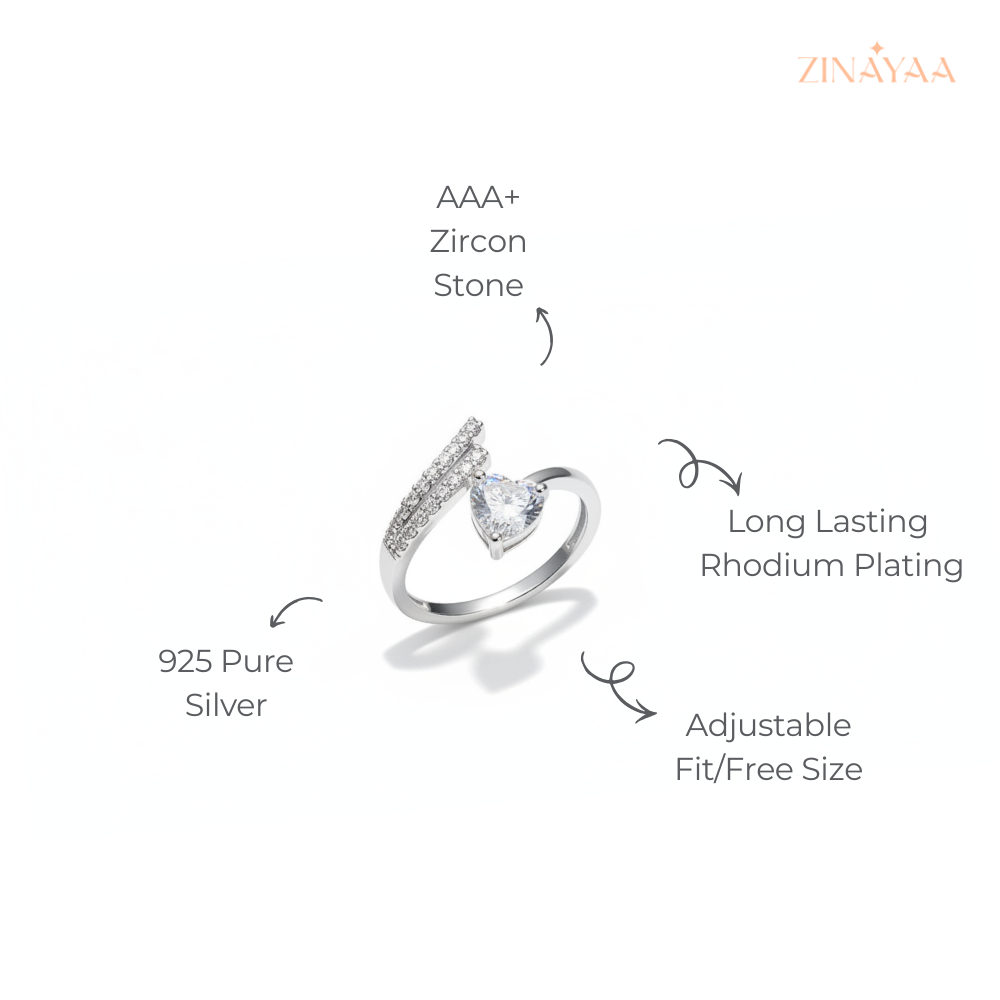 925 Sterling Silver Celeste Pear Adjustable Ring