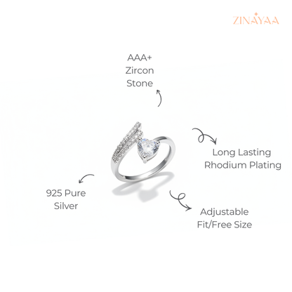 925 Sterling Silver Celeste Pear Adjustable Ring