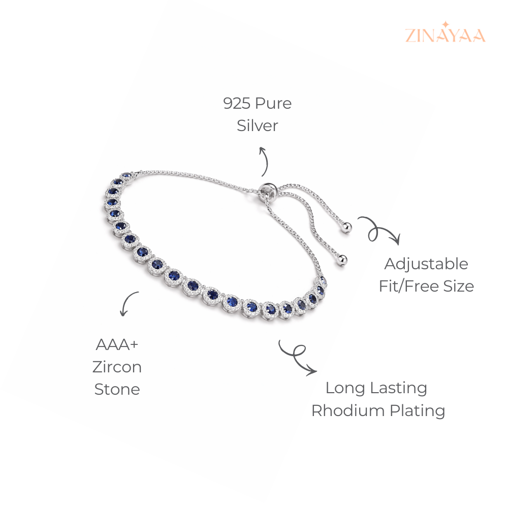 925 Sterling Silver Blue Elegance Adjustable Bracelet
