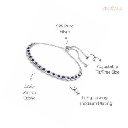 925 Sterling Silver Blue Elegance Adjustable Bracelet