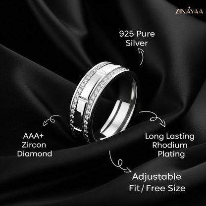 92.5 Sterling Silver Infinity Spark Band Adjustable Ring