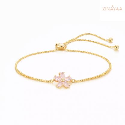 925 Sterling Silver Golden Blossom Adjustable Bracelet