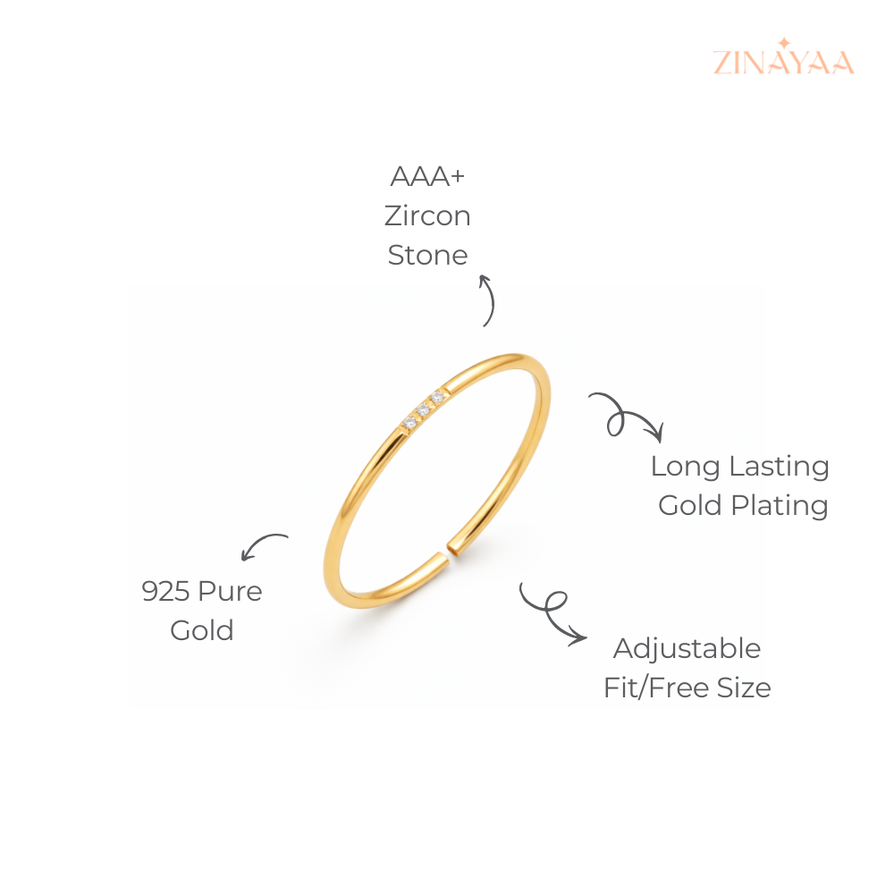 925 Sterling Silver Minimal Spark in Adjustable Ring