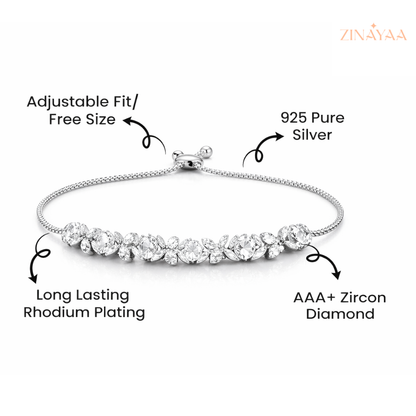 92.5 Sterling Silver Luminous Bloom Women’s Adjustable  Bracelet