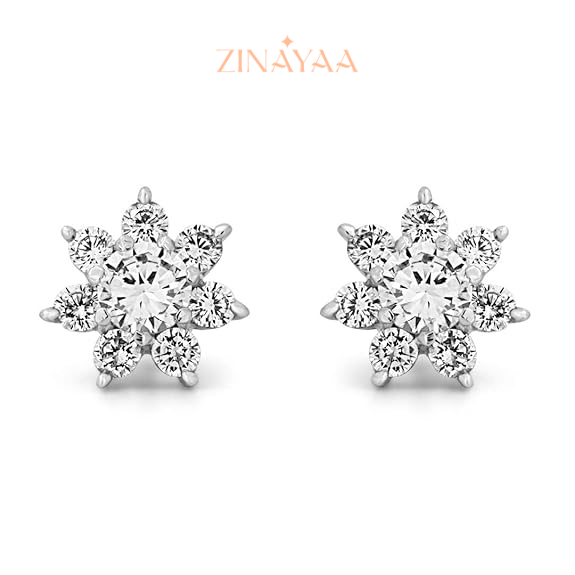 92.5 Sterling Silver Floral Cluster Stud Earrings