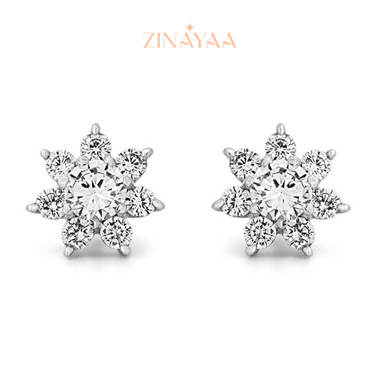 92.5 Sterling Silver Floral Cluster Stud Earrings