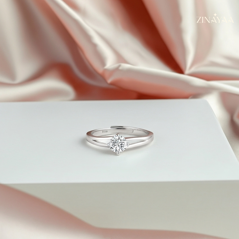 92.5 Sterling Silver Eternal Grace Solitaire Women’s Adjustable Ring